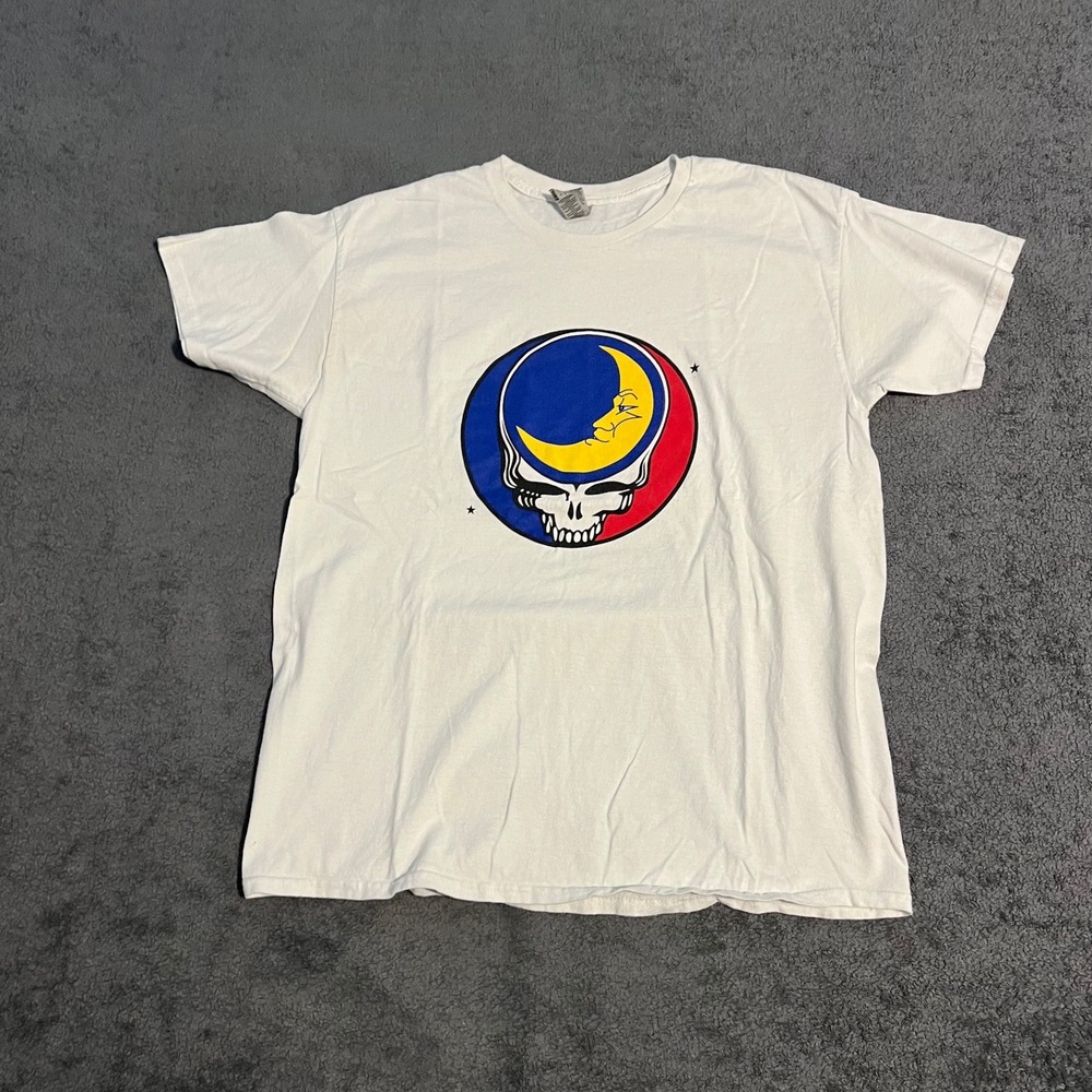 Grateful Dead Steal Your Face Moon Tour T-Shirt Mens Large White Cotton